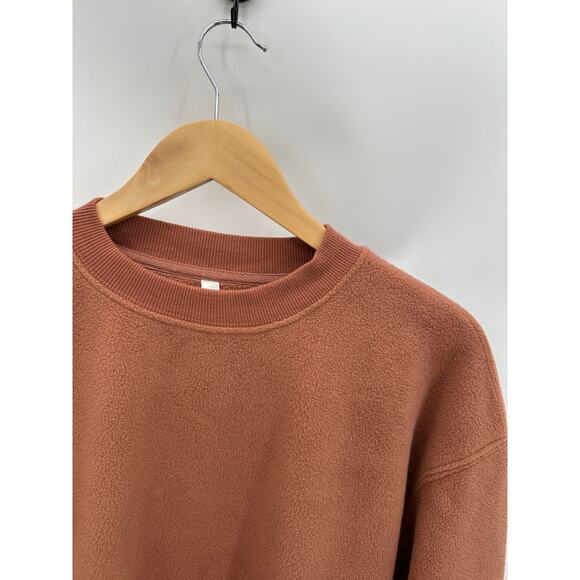 Fabletics Sweatshirt Women MEDIUM Orange Toffee Rayne Polar Fleece Crewneck - Picture 5 of 9